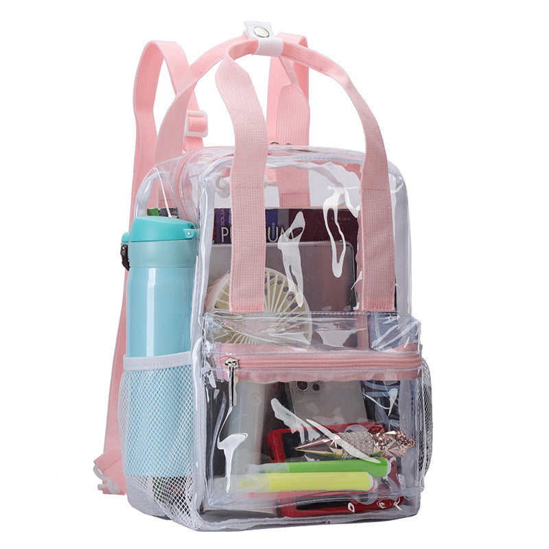 Popular Fashionable Bookbag, School Bag, Travel Bag, PVC Bag See Through Bag Clear Bag Stadium Approved, Transparent See Through Clear Backpack, School Bag for Work, Sports Games, Events