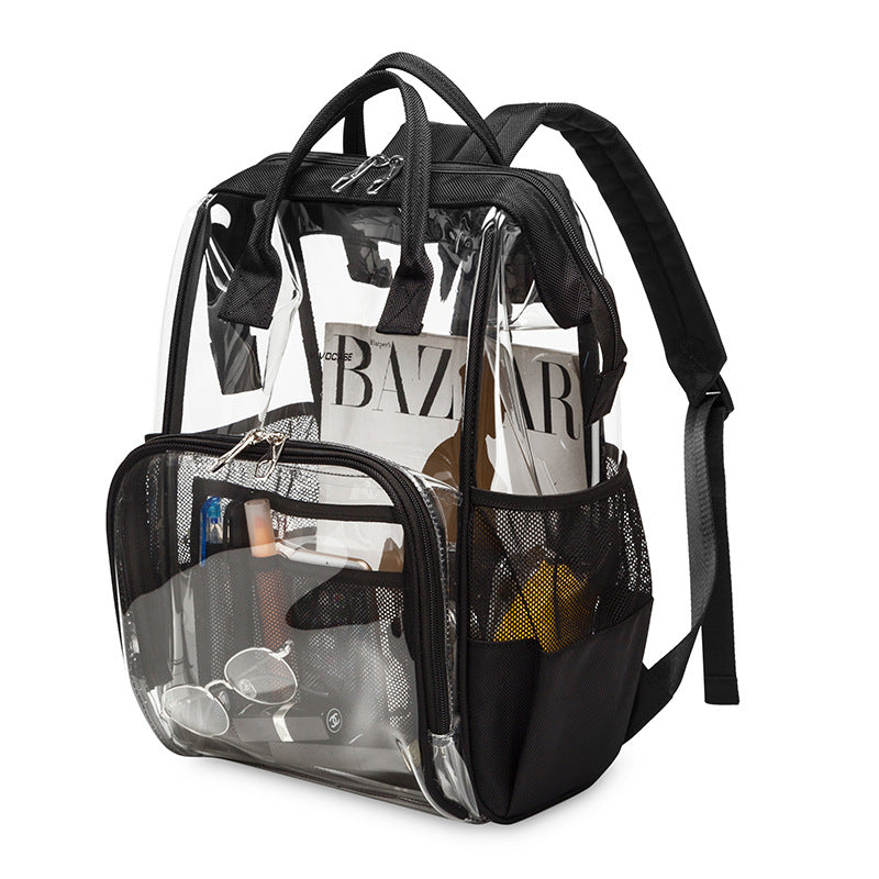 School Bag, Diaper Bag, Travel Bag, PVC Bag See Through Bag Clear Bag Stadium Approved, Transparent See Through Clear Backpack, School Bag for Work, Sports Games