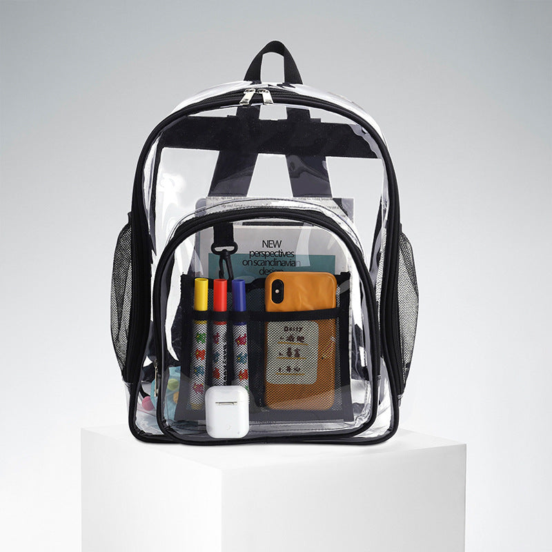 Popular Fashionable Bookbag, School Bag, Travel Bag, PVC Bag See Through Bag Clear Bag Stadium Approved, Transparent See Through Clear Backpack, School Bag for Work, Sports Games