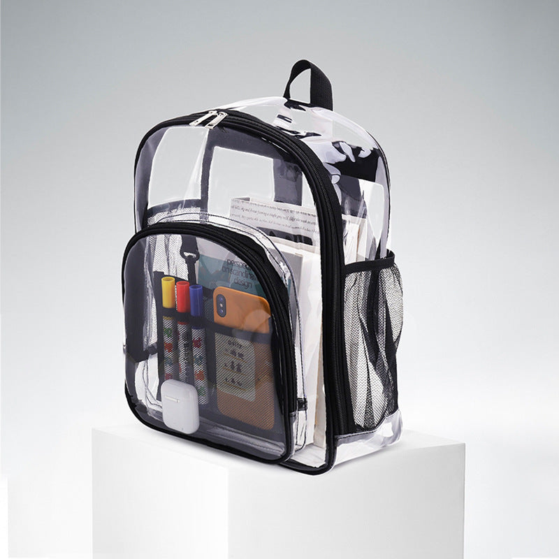 Popular Fashionable Bookbag, School Bag, Travel Bag, PVC Bag See Through Bag Clear Bag Stadium Approved, Transparent See Through Clear Backpack, School Bag for Work, Sports Games
