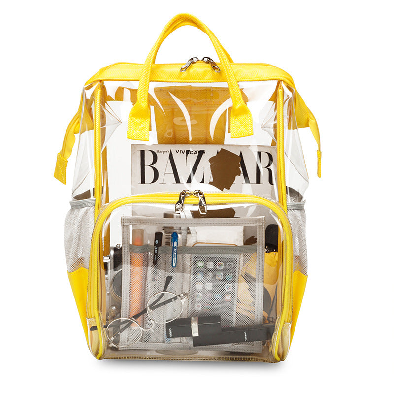 School Bag, Diaper Bag, Travel Bag, PVC Bag See Through Bag Clear Bag Stadium Approved, Transparent See Through Clear Backpack, School Bag for Work, Sports Games