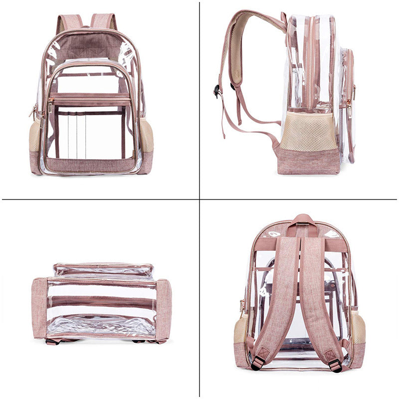 Large Volume Bookbag, School Bag, Travel Bag, PVC Bag See Through Bag Clear Bag Stadium Approved, Transparent See Through Clear Backpack, School Bag for Work, Sports Games