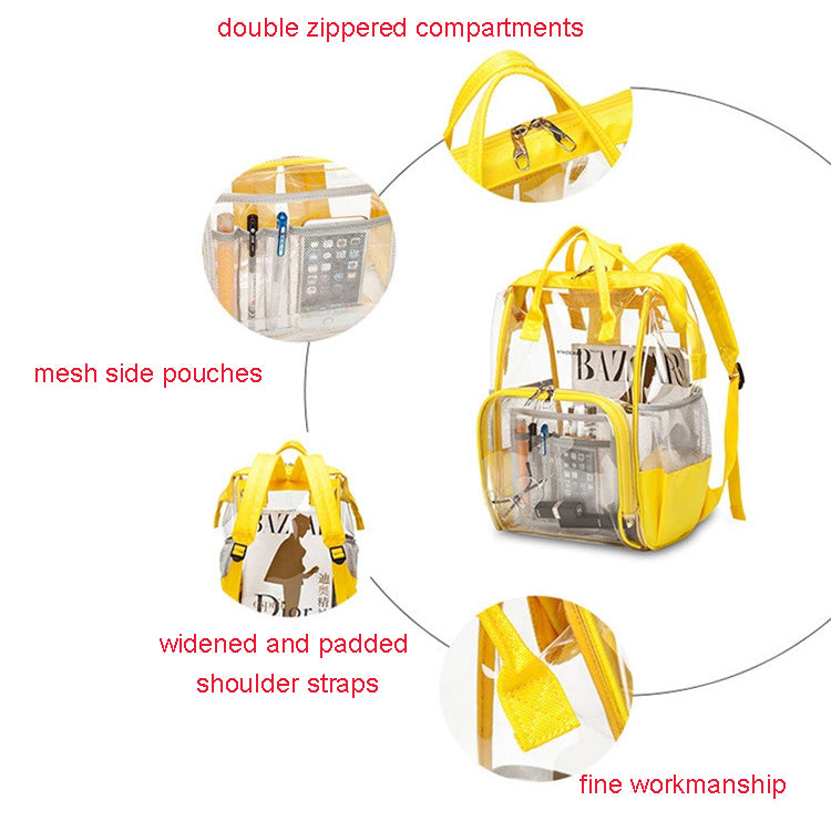 School Bag, Diaper Bag, Travel Bag, PVC Bag See Through Bag Clear Bag Stadium Approved, Transparent See Through Clear Backpack, School Bag for Work, Sports Games