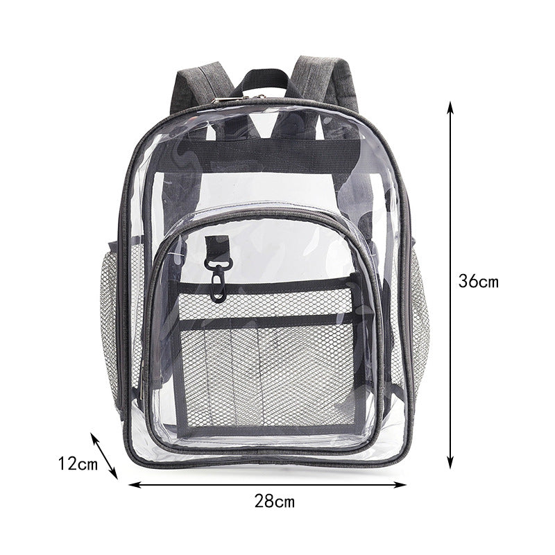 Popular Fashionable Bookbag, School Bag, Travel Bag, PVC Bag See Through Bag Clear Bag Stadium Approved, Transparent See Through Clear Backpack, School Bag for Work, Sports Games