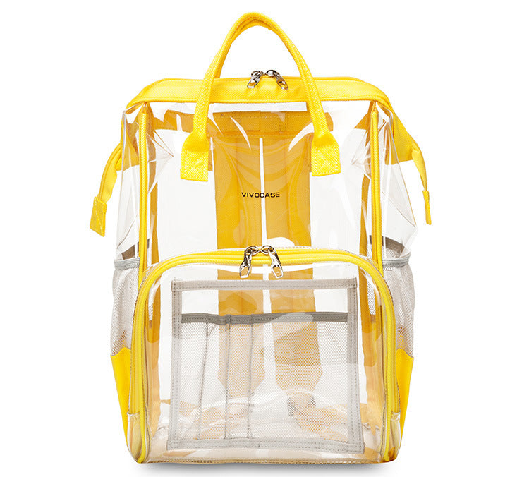 School Bag, Diaper Bag, Travel Bag, PVC Bag See Through Bag Clear Bag Stadium Approved, Transparent See Through Clear Backpack, School Bag for Work, Sports Games