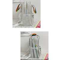 Iridescent Handles Bookbag, School Bag, Travel Bag, PVC Bag See Through Bag Clear Bag Stadium Approved, Transparent See Through Clear Backpack, School Bag for Work, Sports Games, Events