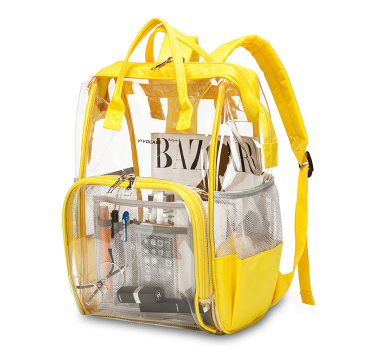 School Bag, Diaper Bag, Travel Bag, PVC Bag See Through Bag Clear Bag Stadium Approved, Transparent See Through Clear Backpack, School Bag for Work, Sports Games