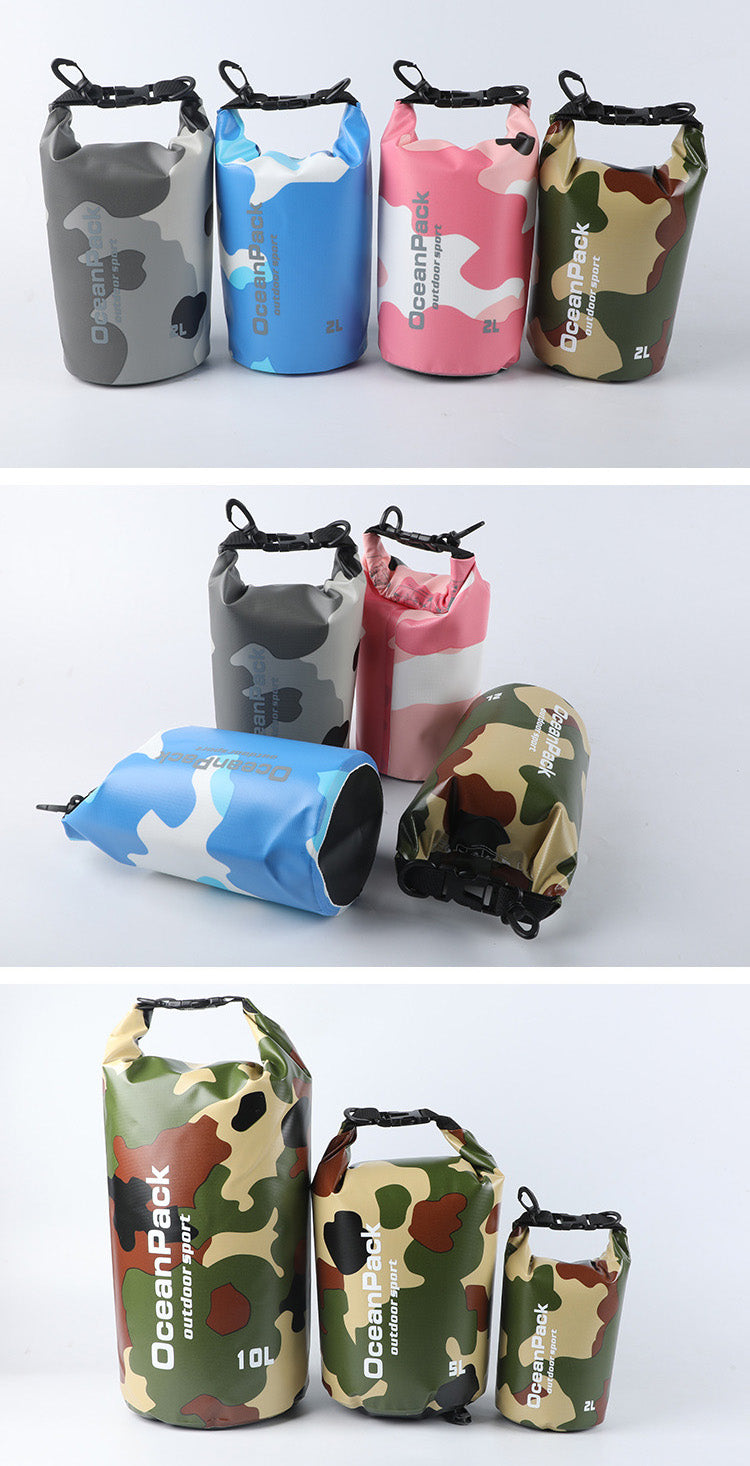 Camouflage 5L, 10L, 15L, 20L, 30L Waterproof Dry Bag, PVC Floating Storage Bag Dry Sack