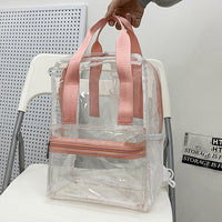 Iridescent Handles Bookbag, School Bag, Travel Bag, PVC Bag See Through Bag Clear Bag Stadium Approved, Transparent See Through Clear Backpack, School Bag for Work, Sports Games, Events