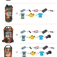 Camouflage 2L, 5L,10L, 15L, 20L, 30L Waterproof Dry Bag, Floating Storage Bag Dry Sack