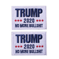 Trump 2020 White No More BS MAGA, Hook & Loop Patch 2 PCS