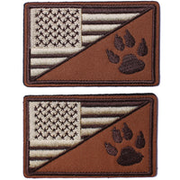 2Pcs Tactical US Flag with Tracker Paw Patriot Patches, Milltary Embroidered Applique Morale Hook & Loop Patch