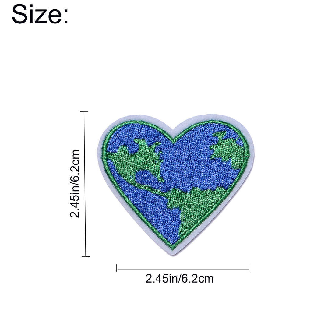 5Pcs Earth Heart Embroidered Iron on Patch for Clothes, Iron-on Patches / Sew-on Appliques Patches for Clothing, Jackets, Backpacks, Caps, Jeans