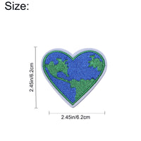 5Pcs Earth Heart Embroidered Iron on Patch for Clothes, Iron-on Patches / Sew-on Appliques Patches for Clothing, Jackets, Backpacks, Caps, Jeans