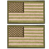 2 Pieces Tactical US American Flag Patch, Military USA United States of America Uniform Emblem Patches, Green