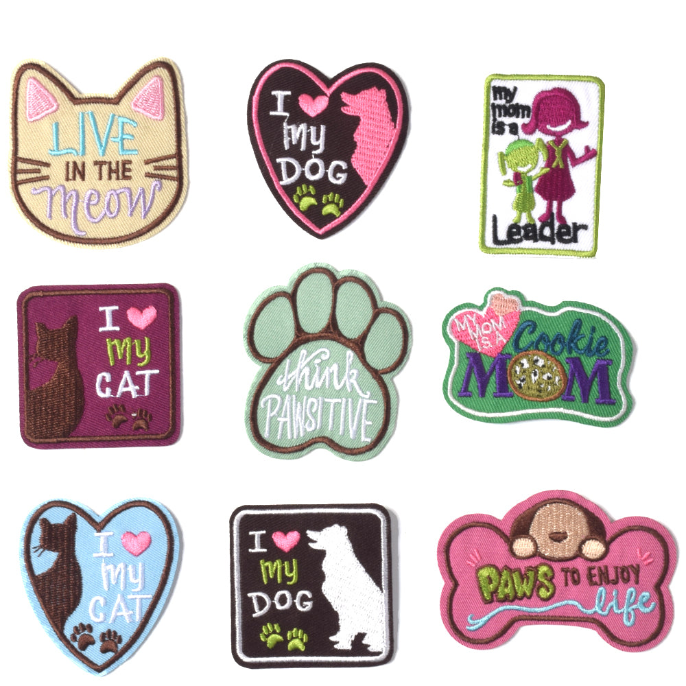 Embroidered Iron on Patches, Cute Sewing Applique for Clothes Dress, Style Cute Pets