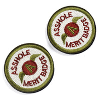 2 Pieces Asshole Merit Badge Morale Patch, Funny Tactical Military Morale Patch Hook & Loop, Green