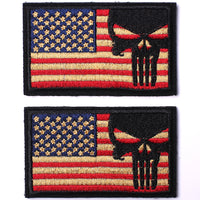 6 Pieces Dead Skull Don't Tread on Me USA American Flag Tactical Morale Hook & Loop Patch