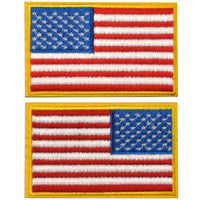 2 Pieces Tactical US American Flag Patch, Military USA United States of America Uniform Emblem Patches, Multitan-Reverse Gold Border