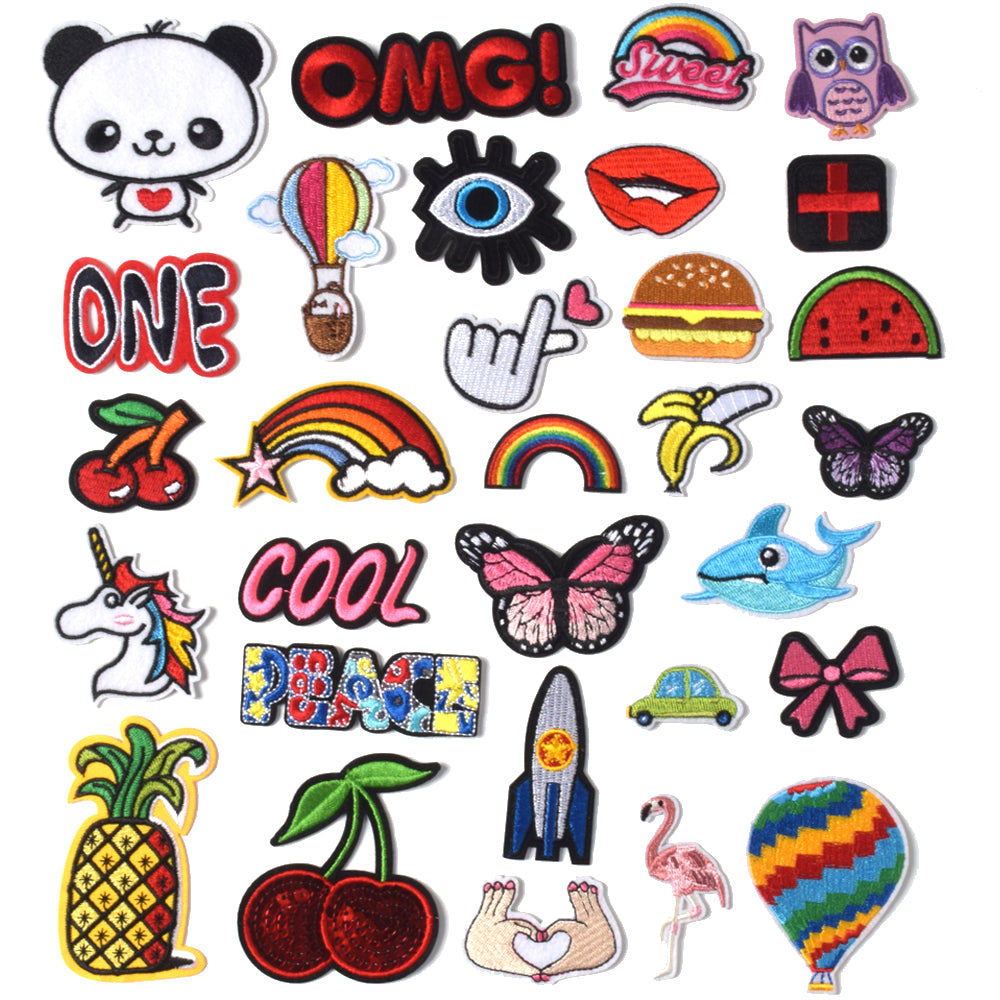Embroidered Iron on Patches, Cute Sewing Applique for Clothes Dress, 30PCS Assorted for Girls