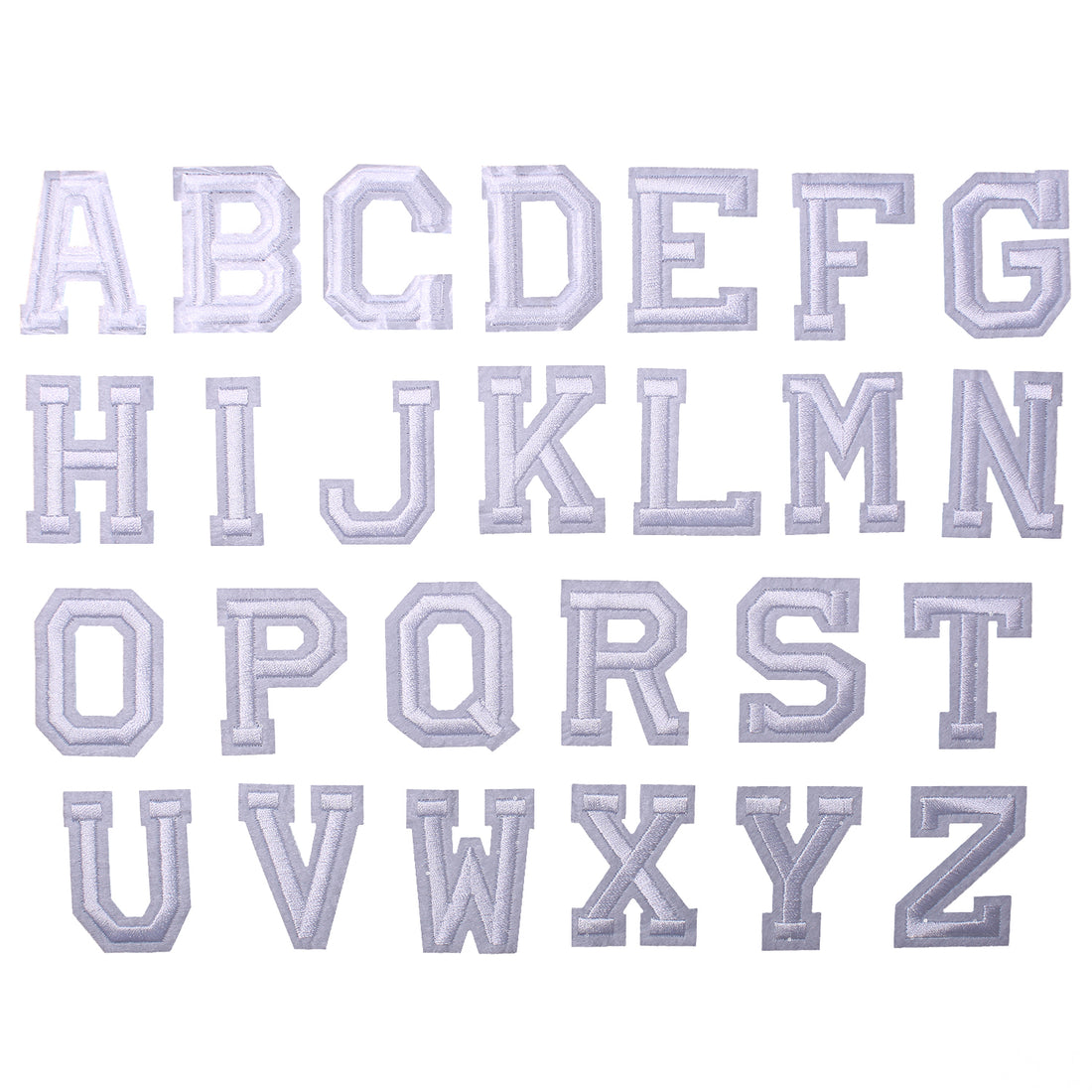 Iron on Sew on Letter Patches for Clothes, 26pcs Alphabet A to Z, Classic White