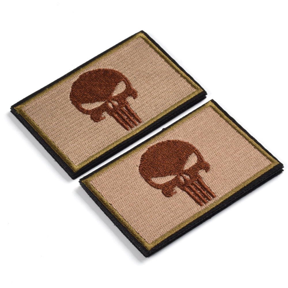 2 Pieces Dead Skull Tactical Patch - ATACS Tan