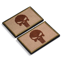 2 Pieces Dead Skull Tactical Patch - ATACS Tan