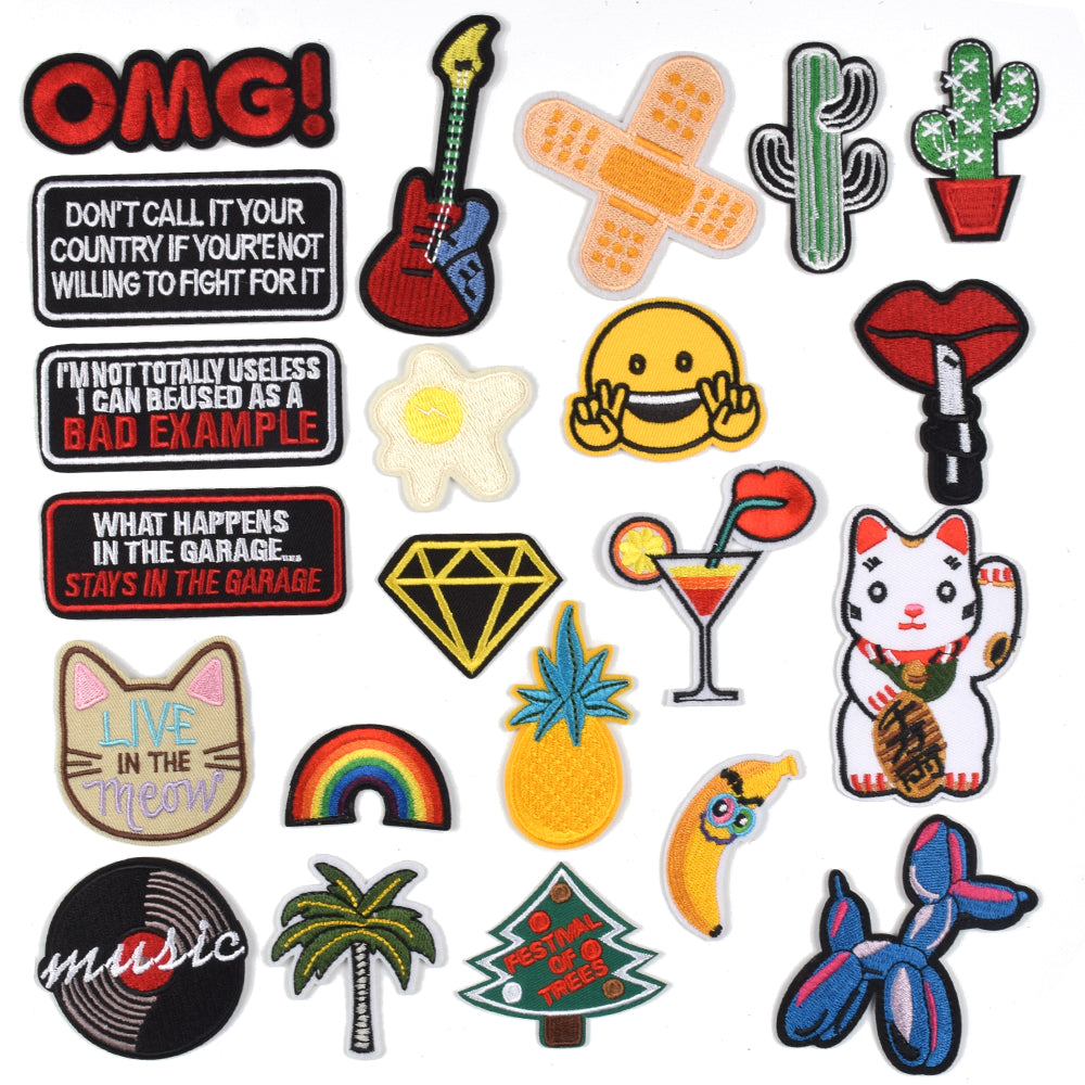 Embroidered Iron on Patches, Cute Sewing Applique for Jackets, Hats, Backpacks, Jeans, DIY Accessories, (22PCS)