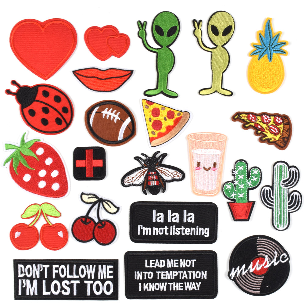 Embroidered Iron on Patches, Cute Sewing Applique for Jackets, Hats, Backpacks, Jeans, DIY Accessories, (22PCS)