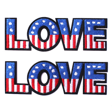 2 Pack American US Flag Patch, Embroidered Sew on Iron on Patches, Love and US Flag