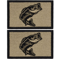 2Pcs Fishing Patches, Wildlife Largemouth Bass Patch, Coyote