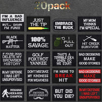 20 Pieces Tactical Morale Embroidery Patch Military Funny Patch Full Embroidered Appliques for Tactical Gear