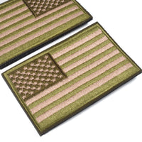 2 Pieces Tactical US American Flag Patch, Military USA United States of America Uniform Emblem Patches, Multitan-Reverse Green