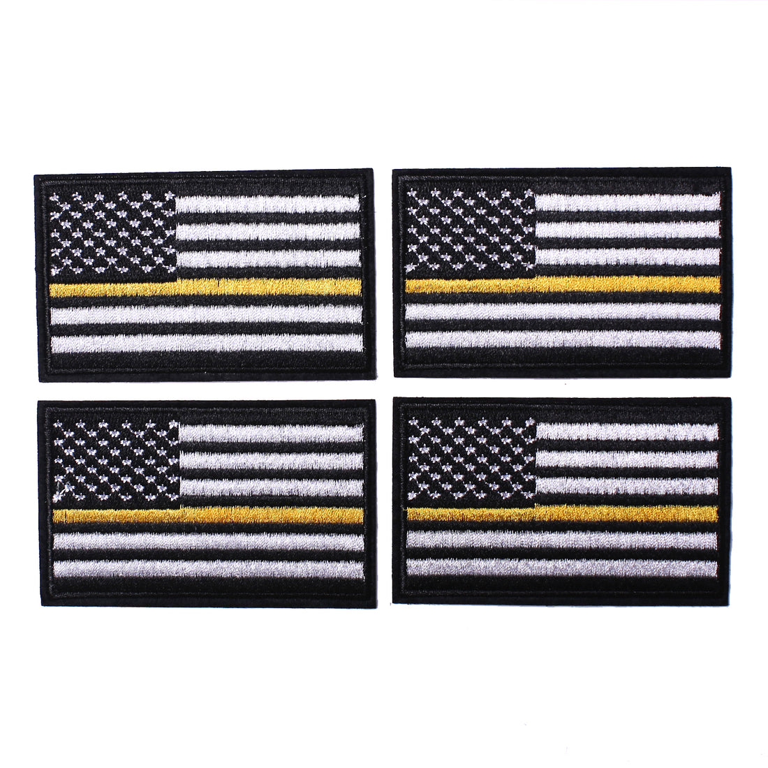 4 Pack American US Flag Patch, Embroidered Sew on Iron on Patches, 4PCS Black-yellow Thin