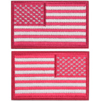 2 Pieces Tactical US American Flag Patch, Military USA United States of America Uniform Emblem Patches, Multitan-Reverse Pink