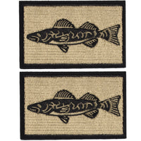2Pcs Fishing Patches, Tactical Wildlife Walleye Patch, Coyote