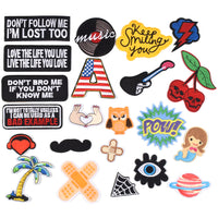 Words Slogan Cool Embroidered Iron on Patches, Cute Sewing Applique for Motorcycle Biker Jackets Jeans Backpacks Caps (22PCS)