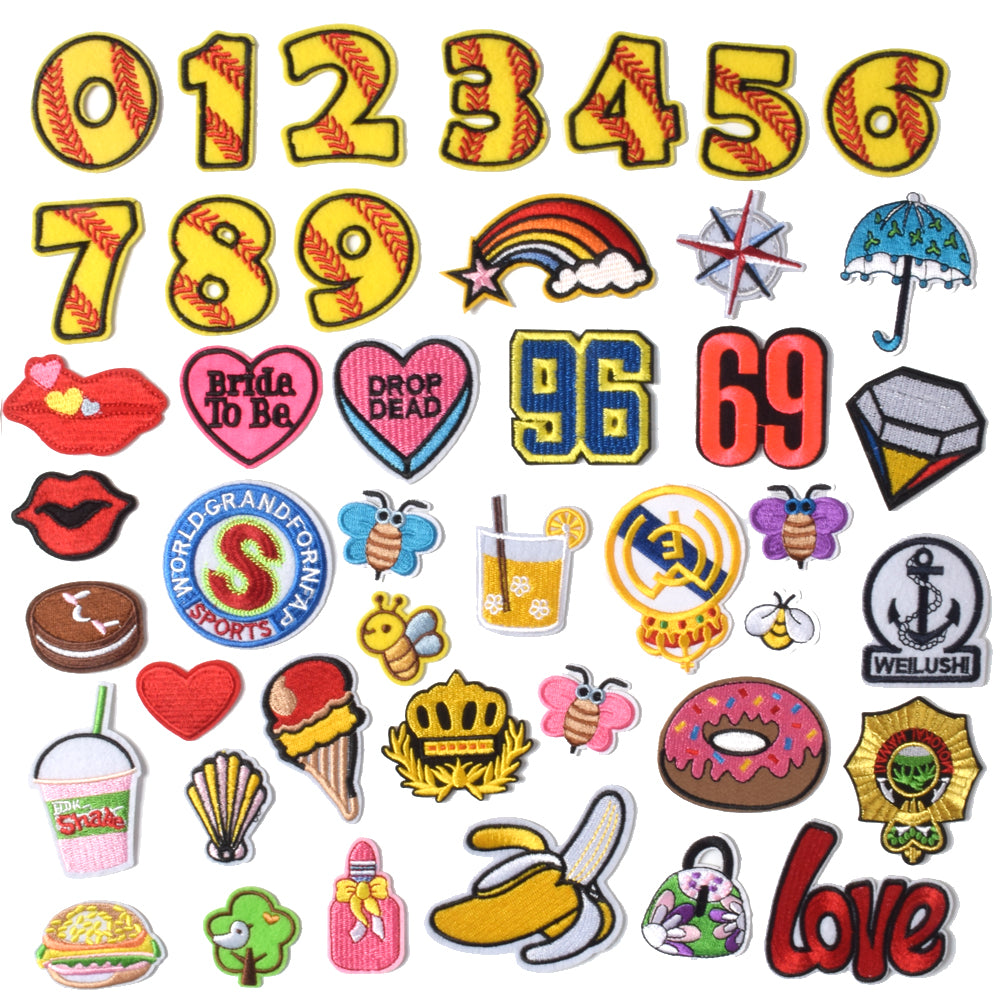 Embroidered Iron on Patches, Cute Sewing Applique for Clothes Dress, 43PCS