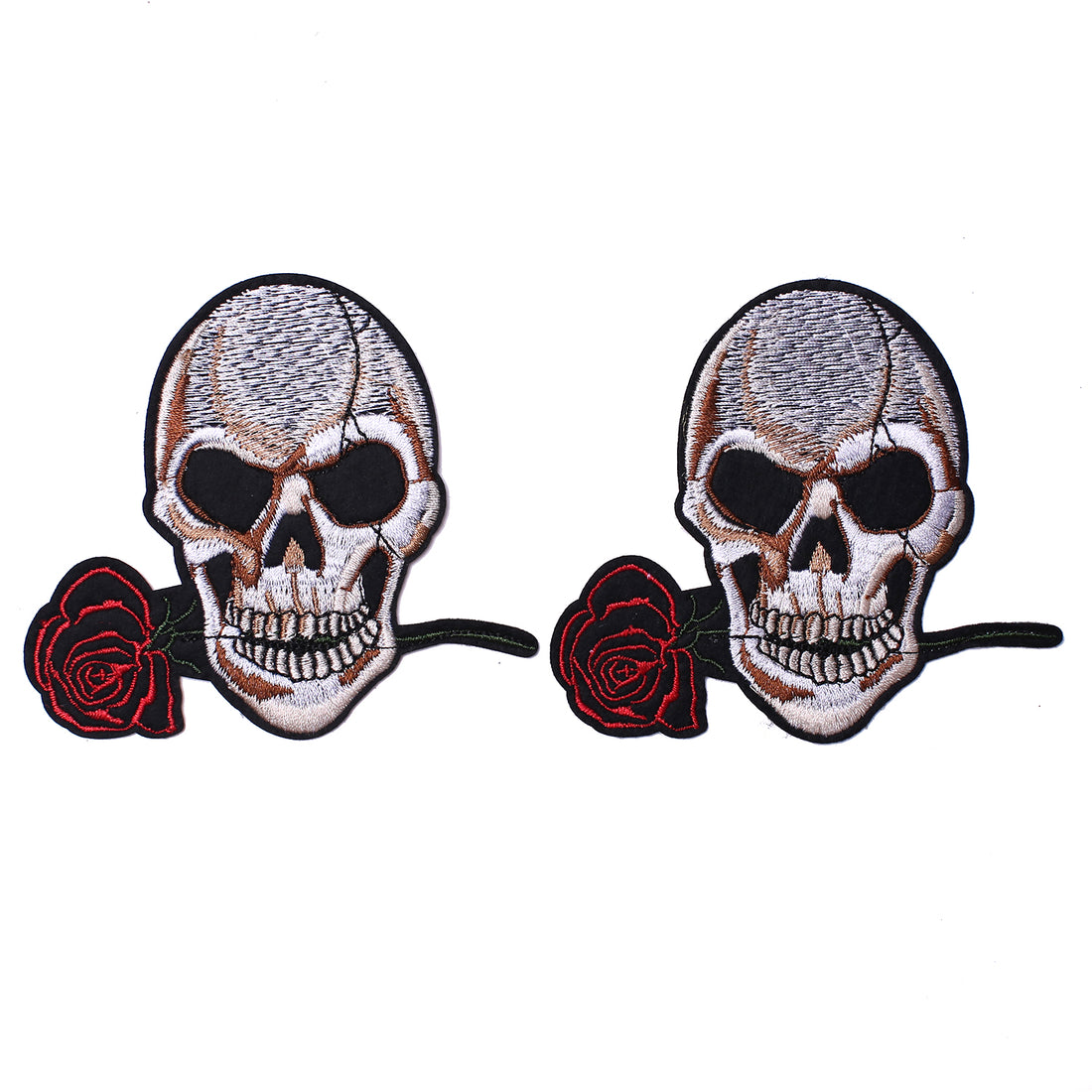 2 Pack American US Flag Patch, Embroidered Sew on Iron on Patches, 2PCS Skull and Roses