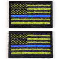 2 Pieces Tactical USA Flag Patch -Green & blue - American Flag US United States of America Military Uniform Emblem Patches