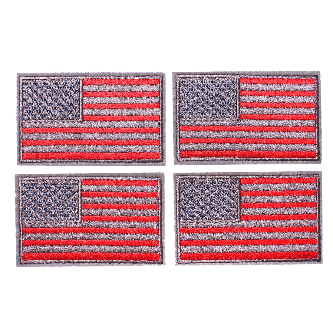 4 Pack American US Flag Patch, Embroidered Sew on Iron on Patches, 4PCS Red-grey Border