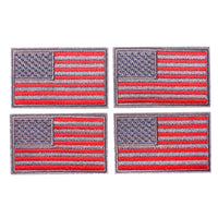 4 Pack American US Flag Patch, Embroidered Sew on Iron on Patches, 4PCS Red-grey Border