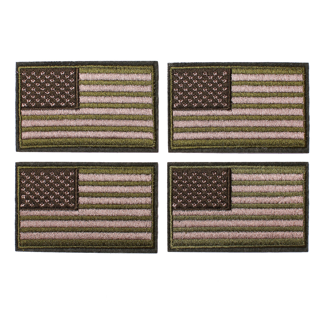 4 Pack American US Flag Patch, Embroidered Sew on Iron on Patches, 4PCS Green