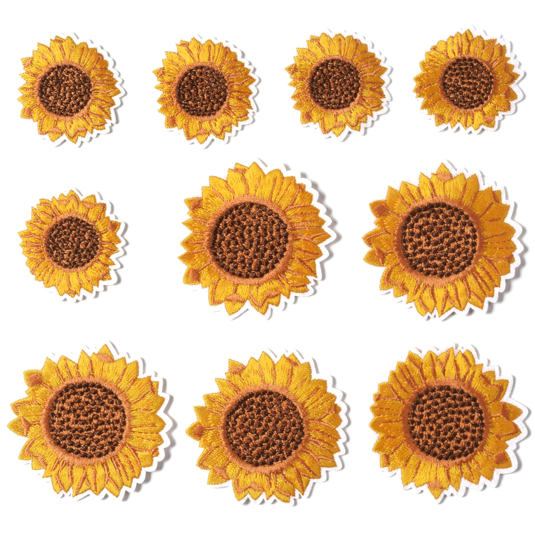 Sunflower Embroidery Patches Iron and Sew On Applique Badge for Clothes Jeans Jacket Hat Dress DIY Accessories (10 Pieces)