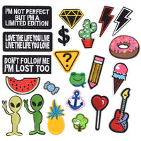 Words Slogan Cool Embroidered Iron on Patches, Cute Sewing Applique for Motorcycle Biker Jackets Jeans Backpacks Caps (22PCS)