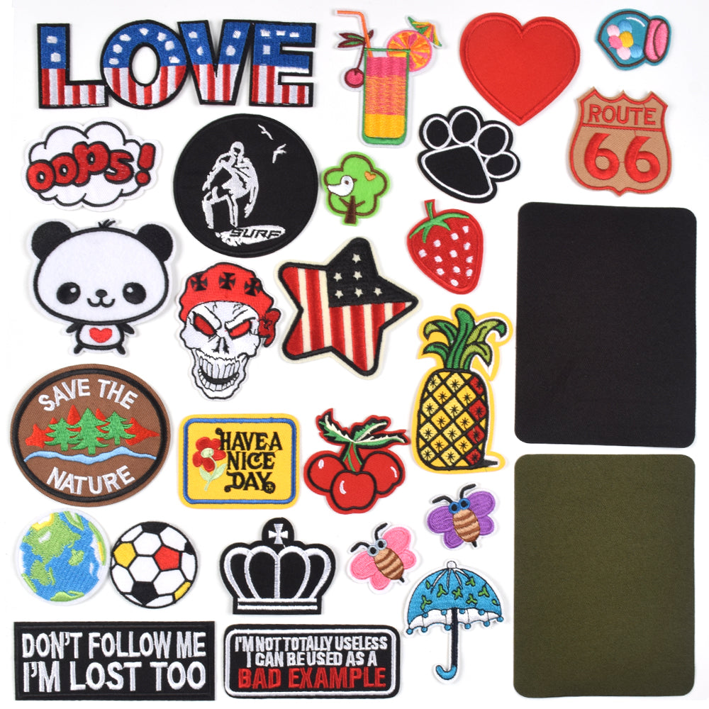 Cool Embroidered Iron on Patches, Cute Sewing Applique, Assorted for Girls 27PCS