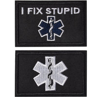 I Fix Stupid EMT Medic Funny Patches, Tactical Military Morale Patch Hook & Loop Tactical Patch