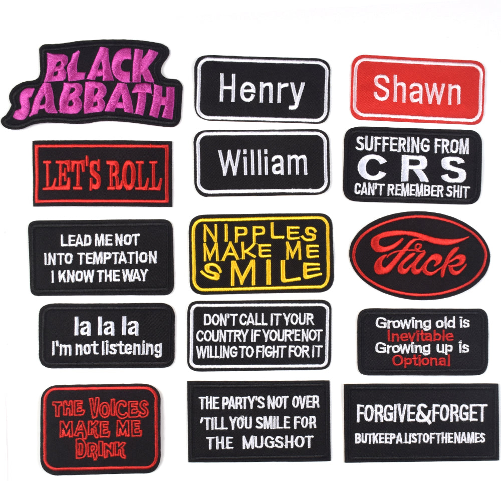 Words Slogan Cool Embroidered Iron on Patches, Cute Sewing Appliques, Let's Roll Set