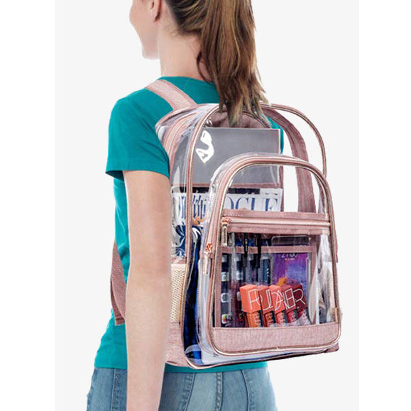 Large Volume Bookbag, School Bag, Travel Bag, PVC Bag See Through Bag Clear Bag Stadium Approved, Transparent See Through Clear Backpack, School Bag for Work, Sports Games