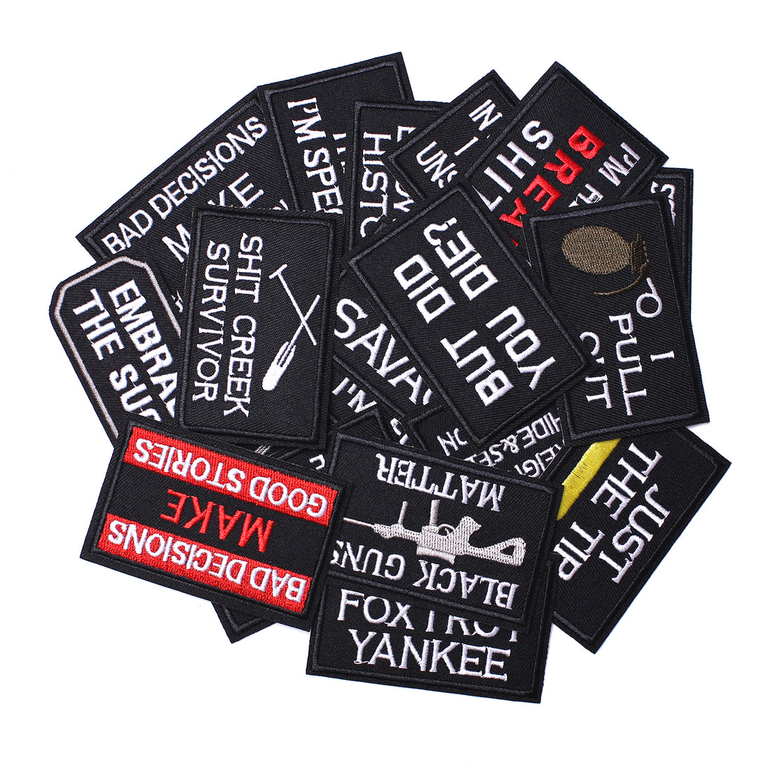 20 Pieces Tactical Morale Embroidery Iron-on Patch Military Funny Patch Full Embroidered Appliques for Tactical Gear